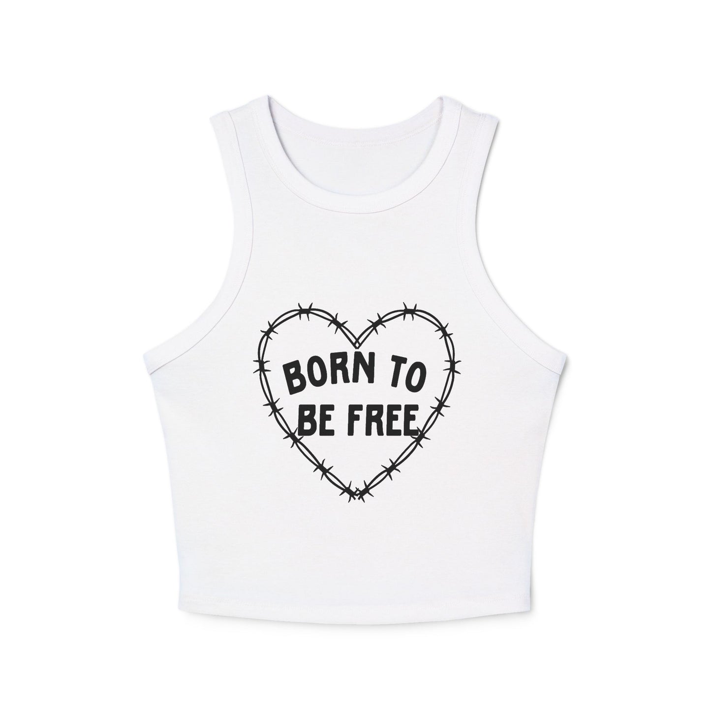 Born to Be Free Women's Micro Rib Racer Tank Top - Trendy Summer Crop